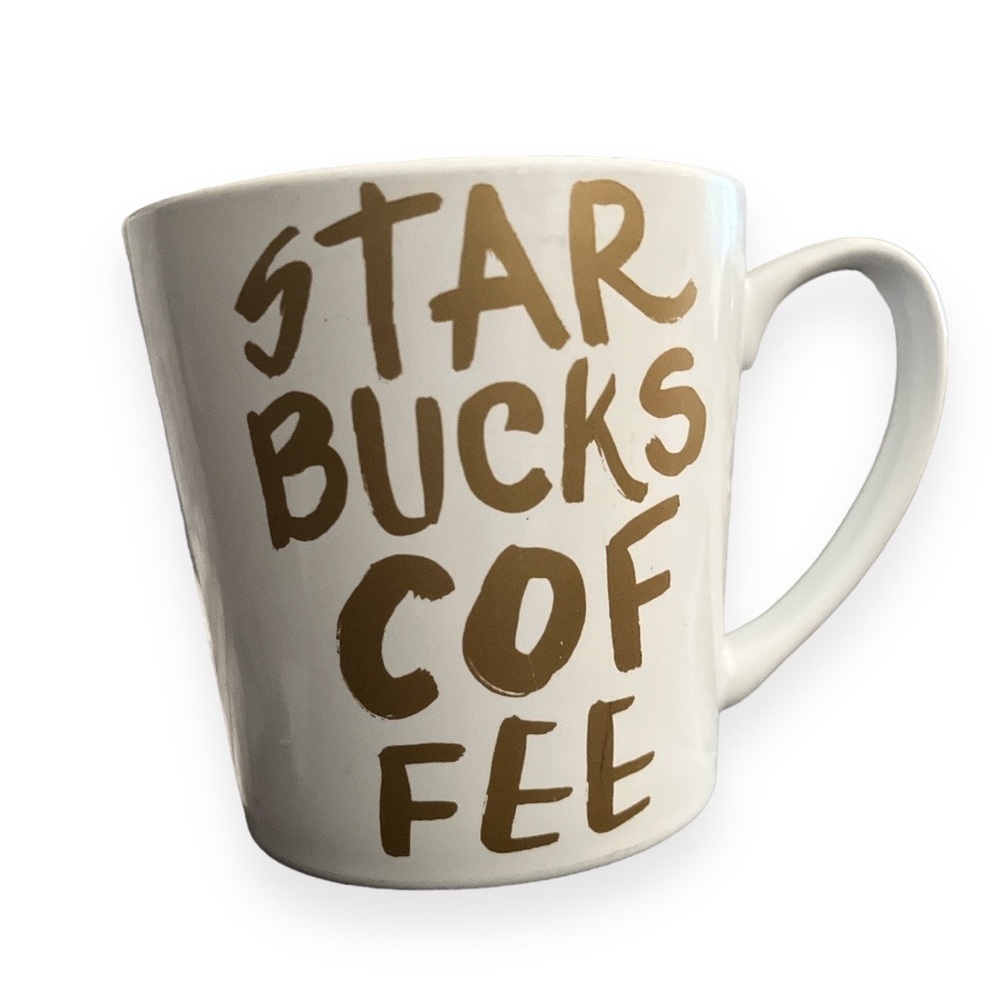 Starbucks‎ Coffee Mug 14.2 oz White Gold Graffiti 2015